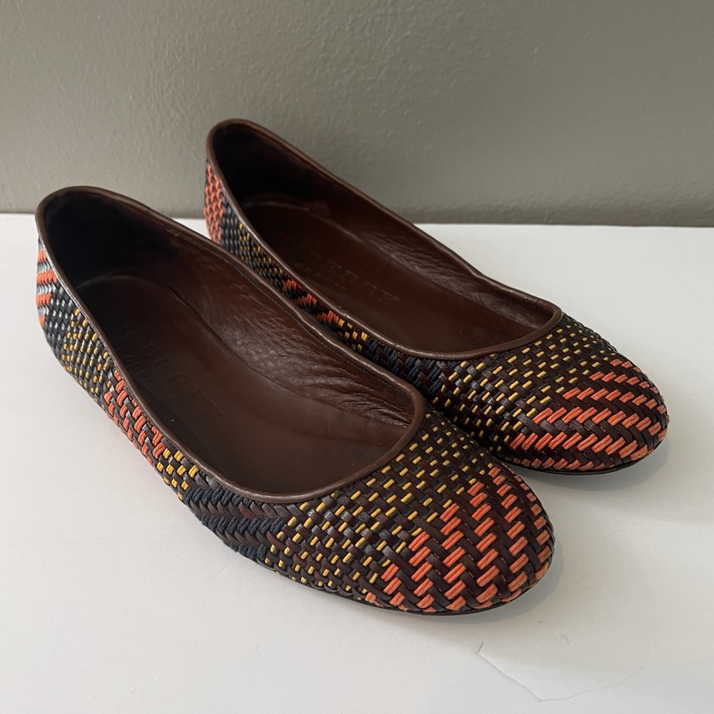 Burberry Multicolor Woven Leather Ballet Flat Size 40.5